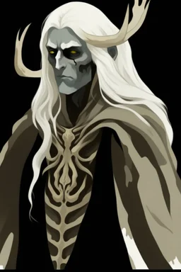 white blue hair winter cold sad frozen Eladrin Male icicle antlers beard druid