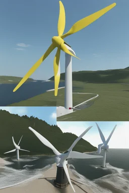 Three-bladed offshore wind turbine in virtual reality