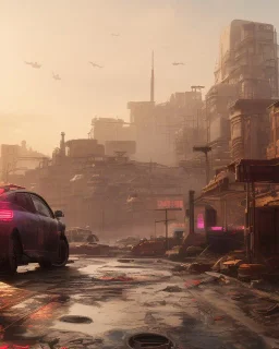 cyberpunk,landscape ,cars , cinamatic, highly detailed, close up, 4k , deep colours, gold , fire , red, purple,dark ,etheral , utopia , apocalypse,