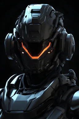 soldier robot face - 8k - ultra high detail - environment reflection on helmet - black light helmet - night -