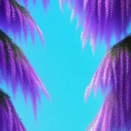 a magical crystal vertical light, pink and blue wisteria , pink vertical, blue lake,sharp, background vertical blue gradient vertical, elegant, highly detailed, artstation, concept art, smooth, sharp focus, illustration, 8k, splash art, wallpaper, key visual