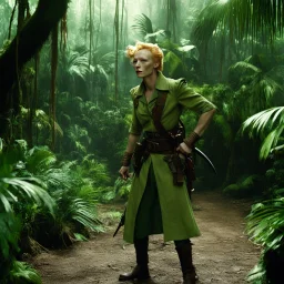 Tilda Swinton as a guerrilleros in the jungle in her iconic scene of Pan's Labyrinth (2006)