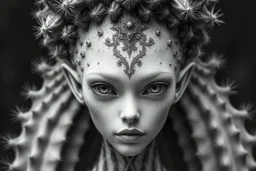 hypercomplex cactus sylph, symmetrical face, detailed face features, sharp eyes, soft skin, by Daniel Merriam, by Albrecht Altdorfer, surreal, abstract, half alien, half woman, cactus growing Modifiers: fantasy intricate very attractive beautiful Unreal Engine hdr cinematic postprocessing pencil sketch black ink Craig Rutkowski more Magic Prompt A surreal fantasy portrait of a hypercomplex cactus sylph with a perfectly symmetrical face, featuring sharp, piercing eyes and impossibly soft skin th