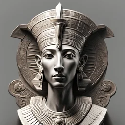 Illustrative sketch of Pharaoh Akhenaten, front view, ultra quality, hyper detailed, maximalist, 8k