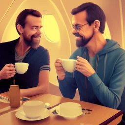 Me having coffee with Jack Dorsey on an airplane