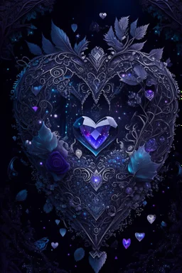 dark fantasy, intricate cover, a whimsical fairytale, heart made of crystals