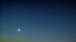 Comet in the night sky over the plain