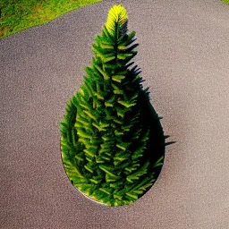 lonely christmas tree in alpine biome no snow drone shot