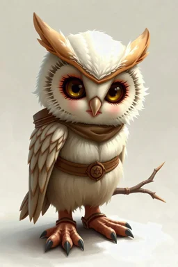 Cute young white Owlin dwarf Size dnd character