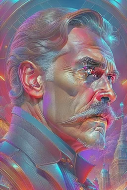 Best quality, masterpiece, ultra high definition,Futuristic, cyberpunk, Friedrich Nietzsche,Comic style