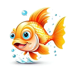 funny fish illustration, white bckground