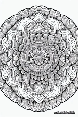 kids coloring page, mandala fully on page, perfectly symmetrical, cartoon style, thick lines, low detail, no shading