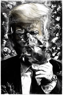 trump justinsun ethereum battle in the trenches seeing the future in the style of surrealism black and white