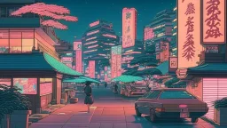 soothing 80s Japanese city ,