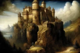 A castle of mystery painted by Leonardo da Vinci