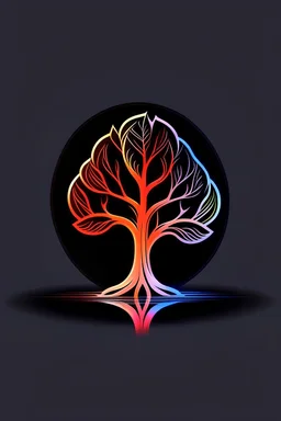 logo, autumn tree, line art, fluo