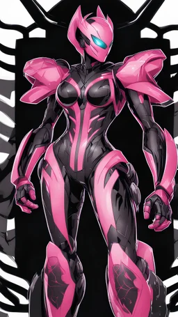 A close picture to Mix between gwenpool and symbiote, symbiote venom with transformers, high details machine, pink and black custom, intricate details, highly detailedin in solo leveling shadow art style