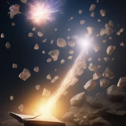 Magic Book shine. Meteorite falling in the background.