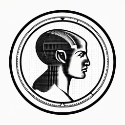 greek statue front face portrait logo bauhaus, stamp.