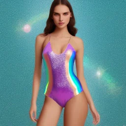 Glittery pastel rainbow swimsuit