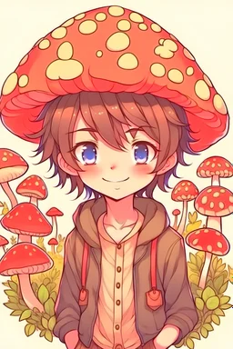 mushroom magic anime person boy kawaii no smile