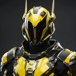 Portrait Yellow and black beeman from the future with armor