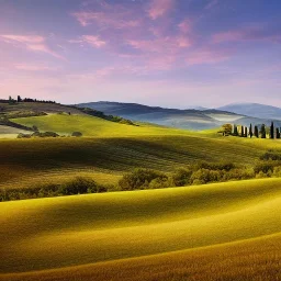 Tuscany hills, beautiful landscape, realistic and natural, detailed full-color, nature, hd photography, galen rowell, david muench, perfect composition, gloss, hyperrealism