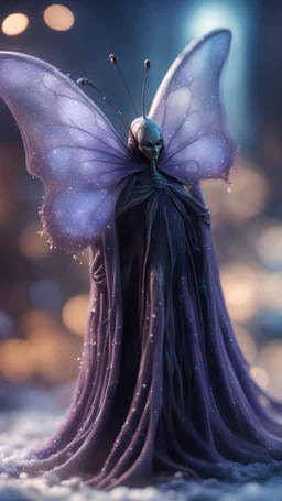Illithid with butterfly wings frozen in net, bokeh like f/0.8, tilt-shift lens 8k, high detail, smooth render, down-light, unreal engine, prize winning