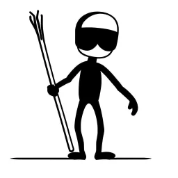 thin stick man with helmet black and white