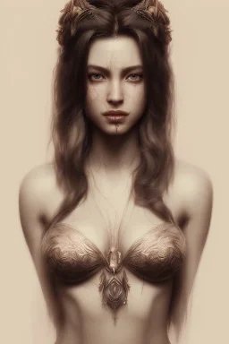 A highly detailed and hyper realistic drawing of a gorgeous and sexy Goddess, trending on artstation, sharp focus, studio photo, intricate details, highly detailed, by greg rutkowski