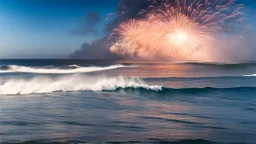 capbreton, la piste: seen from a spaceship a good swell, nice waves and a firework