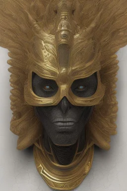 Anunnaki black male African Egyptian alien, cracks in the voodoo head, wicked, eyes, Elephant, 8k, finely detailed, photo realistic, tiger turquoise skull head gold dragon helmet space alien silver surfer skeleton gold Olmec silver crown silver eyes, Babylon