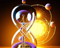 Cosmo space inside a glowing hourglass, intricate, realistic, digital art, meticulously detailed