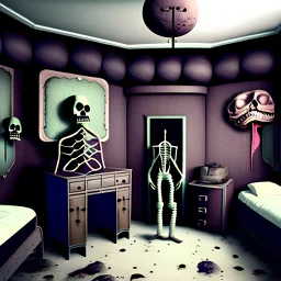 Room with odd creepy stuff and a liminalspace atmosphere