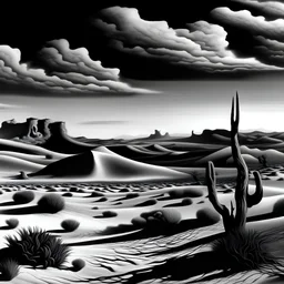 salvador dali desert black and white