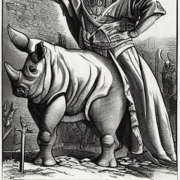 A Rhino-man Merchant with psychic powers from the medieval times