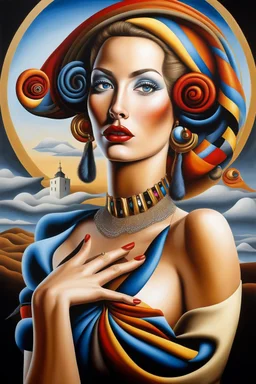 Woman, fantasy style by artist "Catherine Abel" highly detailed elegant beautiful crisp quality, colourful, by artist "Salvador Dali", Renaissance, by artist "Jean Bapiste Sponge"