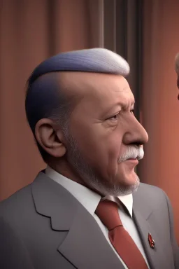 Recep Tayyip Erdogan has a beard like Papa Smurf and is cheerful with Marilyn Monroe.