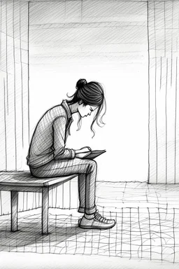 A lonely figure, their sketches reflecting the sadness of their heart.