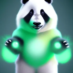 A panda furry with mint fur color that can use ice rainbow superpowers