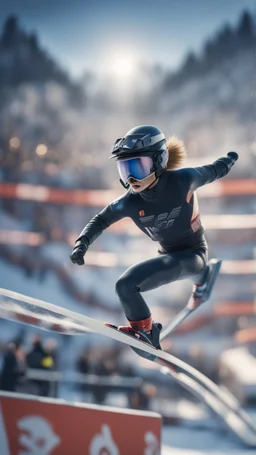 ski jump arena, bokeh like f/0.8, tilt-shift lens 8k, high detail, smooth render, down-light, unreal engine, prize winning