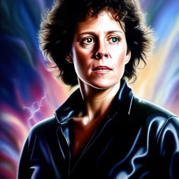 Ultra detailed fullbody Portrait in oil on canvas of Ellen Ripley, extremely detailed digital painting, extremely detailed face,crystal clear Big Glowing eyes, mystical colors ,perfectly centered image, perfect composition, rim light, beautiful lighting, 8k, stunning scene, raytracing, anatomically correct, in the style of robert e howard and Ken Kelley and Ohrai Noriyoshi and Simon Bisley and tomzj1