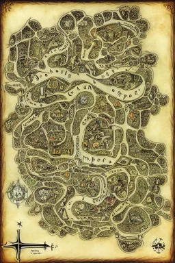 dnd, fantasy, map of the city, demonic, diagram, map, parchment, illustration,