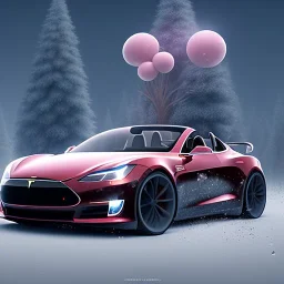 Santa claus driving his red Tesla convertible car, character design by cory loftis, fenghua zhong, ryohei hase, ismail inceoglu and ruan jia. unreal engine 5, artistic lighting, highly detailed, photorealistic, fantasy