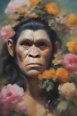 mugshot, Planet of the Apes, multicolored, large, floral designs, atmospheric, beautiful, China Doll, oil painting by Frank Frazetta, 4k UHD, Photorealistic, professional quality