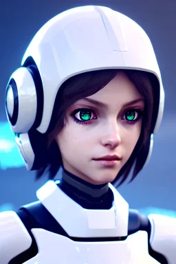 Cute close portrait dainty beautiful futurstic white robotic girl, portrait,trending on artstation, unreal engine 5 highly rendered, epic composition, by guweiz, shal. e, laica chrose, final fantasy