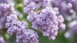 blooming lilac, close-up with detail, blurred background, blue sky