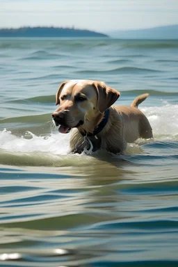 picture of a labrador swimming in the sea