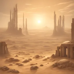 руины мегаполиса космической империи, пустыня, пост апокалипсис