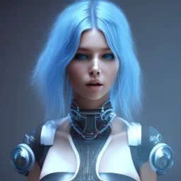 beautiful cyberpunk girl blue hair, height, on top of tall building, 4K, 8K, detailed, body suit